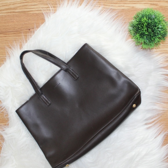 Furla Vintage Brown Leather Handbag Made in Italy